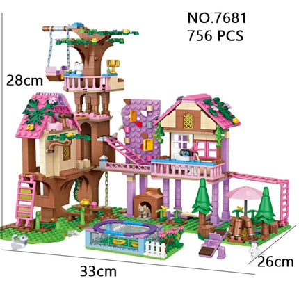 Girls' Summer Festival Friendship Tree House Villa Castle Building  Girl Model Toys