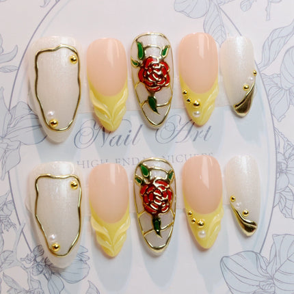 10Pcs 3D beautiful handmade Manicure Press On Nails