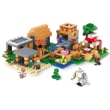 Village Farm Cave Mine Alex Zombie Action Figures Building Blocks Toys Gift for Children