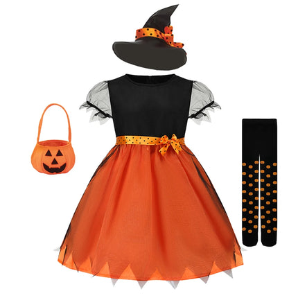 Pumpkin Costume Role Playing Girls Dress Carnival Party Halloween Cosplay Performance