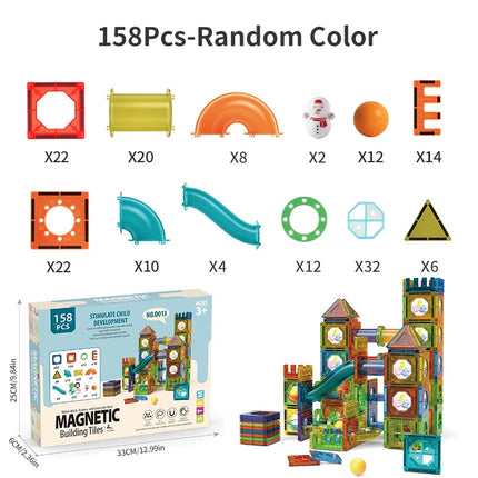 Kids, 3D Clear Educational Building Toys, Magnetic Marble Run Blocks Toys for Kids