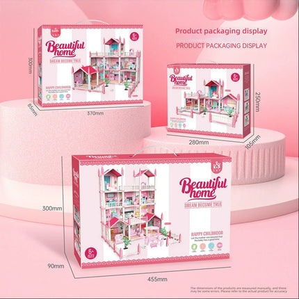 Princess Castle Doll House Kit with LED Lights | Miniature Villa Model  | Creative Birthday Gift Toy