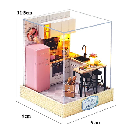 Wooden Mini Doll House 3D Puzzle Small House Kit Assembly Model Building Model Toy
