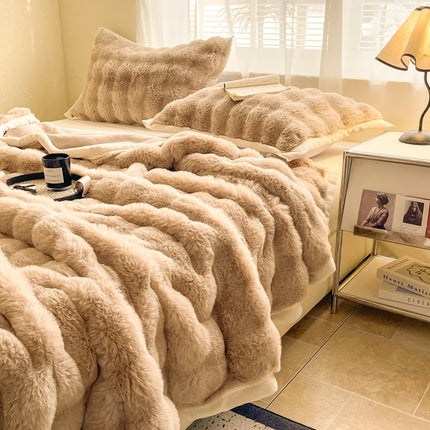 Luxury Premium Imitating Rabbit Fur Blanket Double-sided Plush Thickened