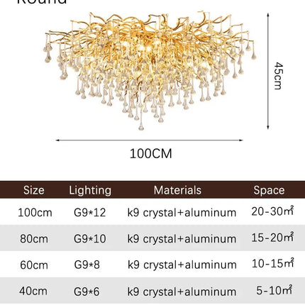 Gold ceiling light chandelier modern hotel bedroom dining room living room home interior glossy Led luxury chandelier