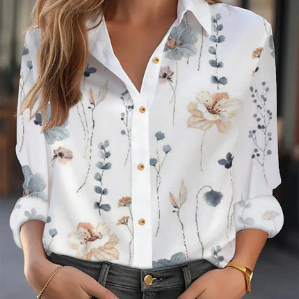 Temperament Loose Woman Shirt Fashion Casual Blouse Elegant Long Sleeve Woman Shirt Holiday Weekend Top