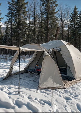 Fireproof 2 Person Winter Tent Hot Tent Waterproof Tunnel Dome Tent with Stove Jack and Snow Skirt for Camping Hiking 4 Season