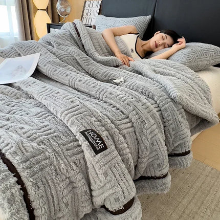 New Half Sides Fleece Autumn Winter Blanket Soft Fluffy Maternal and Child Grade Bed Blankets Warm Breathable Sofa Cover Blanket