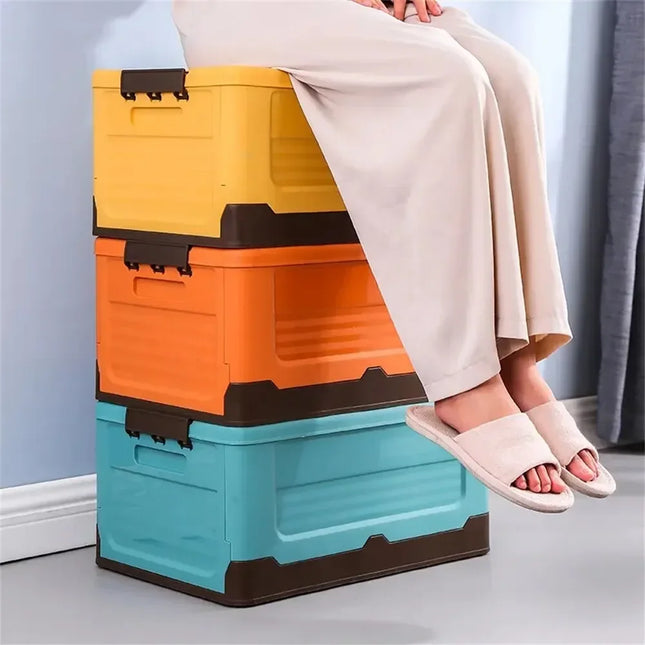Foldable Plastic Storage Box with Lid Multifunctional Home Organizer for Space Saving and Keeping Home Tidy