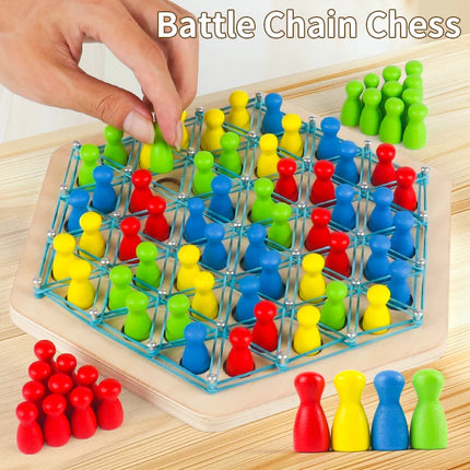 Kid Chain Triangle Chess Social Board Game Battle Chess Game Wooden Toy