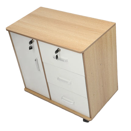 Bedroom Storage Cabinet Bedside Storage Cabinet with Lock Removable Wheels Anti Theft Wood Bedroom End Table for File Document