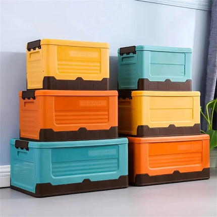 Foldable Plastic Storage Box with Lid Multifunctional Home Organizer for Space Saving and Keeping Home Tidy