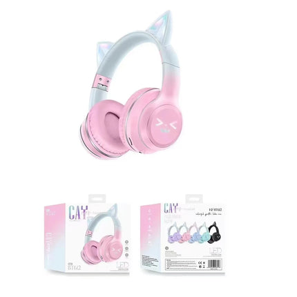 Wireless Headphones RGB Cute Cat Girls Kids Gift Headset with Microphone Stereo Music Gaming