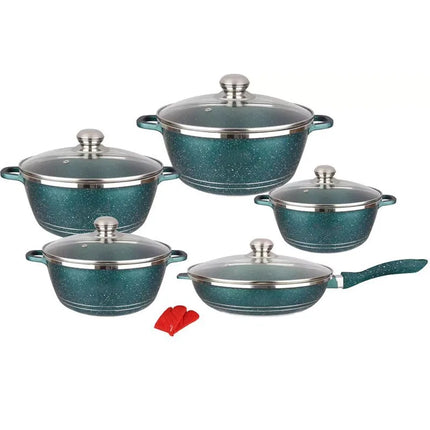Hot Sale 12-Piece Set Sustainable Non-Stick Kitchen Boutique Aluminum Pot Wok Stainless Steel Glass Soup Pan