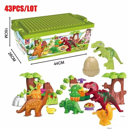 40PCS Dinosaur Valley Building Blocks Set Large Particle Animal Dinosaur World