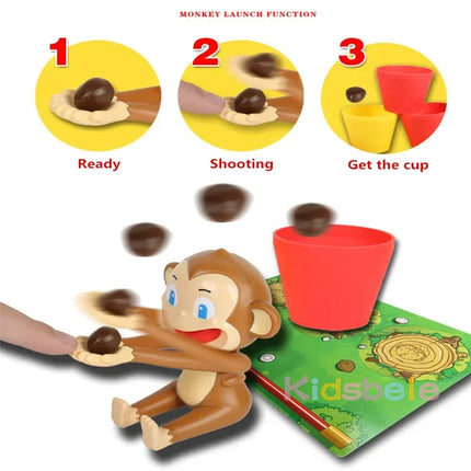 Cartoon Monkey Ball Interactive Game Party Board Game 2 Persons Competition  Shooting Set Table Toy
