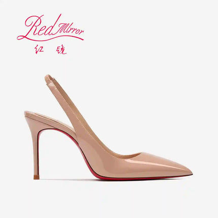 Heeled sandals Red Shiny Bottoms Naked color luxury Hollow