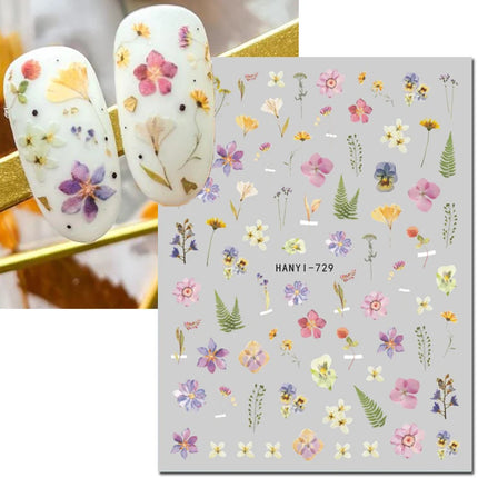 3d Nail Art Decals Elegant White RoyalBlue Roses Flowers