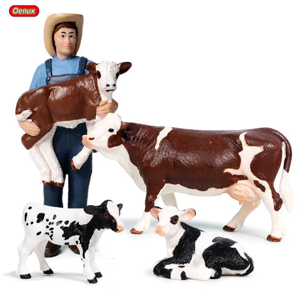 Farm House Model Action Figures Farmer Motorcycle Cow