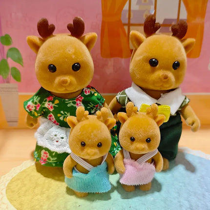 Forest Family Reindeer Rabbit Panda Animal Simulation Dollhouse Furniture Toy Set