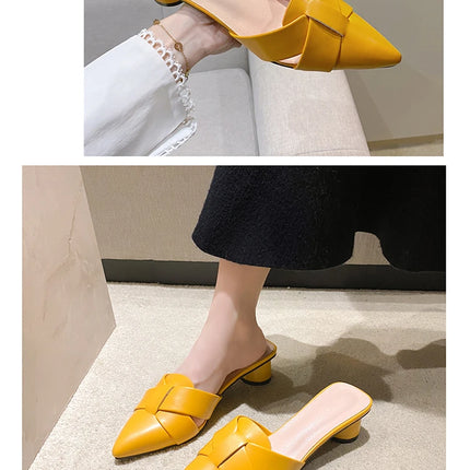 Summer Riband Decoration Slippers Women Fashion High Quality Round Heel Shoes Casual Sweet High Heels Plus Size 42 Women Sandals