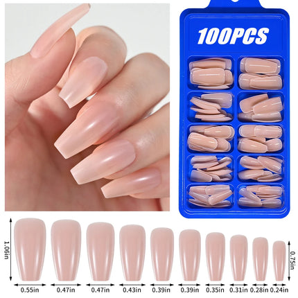 100Pcs Light Pink Press on Nails Short Medium Square