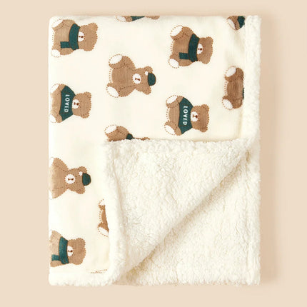 Winter Baby Blanket Baby Swaddle Wrap Flannel Lamb Fleece Warm Quilt for