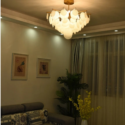 Nordic Scrub Glass Ceiling Chandelier Iron E14 For Living Room Table Bedroom Hall Home Luxury Decor Lusters Lighting Luminaires