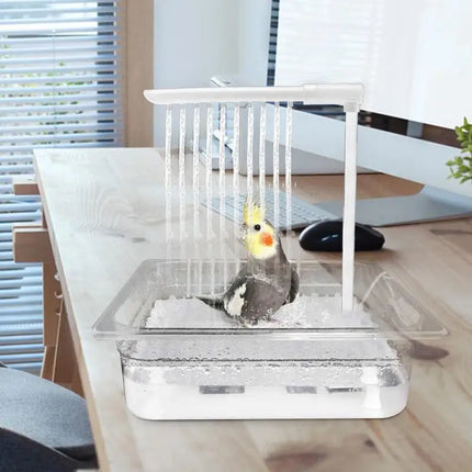 Parrot Shower Cage Bird Bath Fountain with Shower Head Convenient Automatic Pet Pool Toy for Budgies Lovebirds Parakeet Bathing