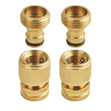 1Sets Garden Hose Quick Connect Water Hose Fitting, 3/4 Inch 1/2 Inch Brass BSP Female