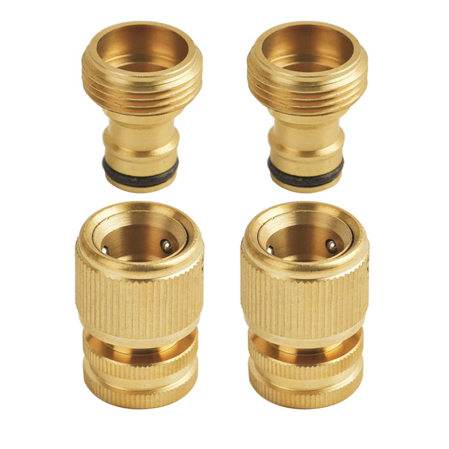 1Sets Garden Hose Quick Connect Water Hose Fitting, 3/4 Inch 1/2 Inch Brass BSP Female