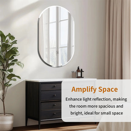 LUVODI Frameless Long Oval Bathroom Vanity Mirror Silver Glass Wall Decor Mirror with Beveled Edge for Bathroom Entryway