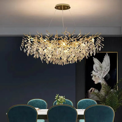 Nordic Luxury Living Room Branch Led Pendant Lights Lustre Crystal Art Hanging Lamp Modern Suspend Lamp Gold Chandelier Fixtures