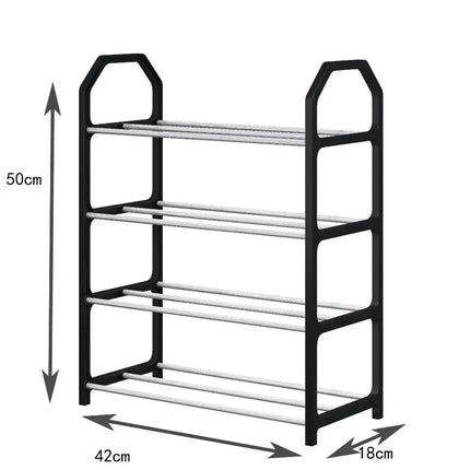 black/white/gold Living Room Shoe Storage Rack Compact Metal Design Sturdy Construction Black Finish Large Capacity Assembly