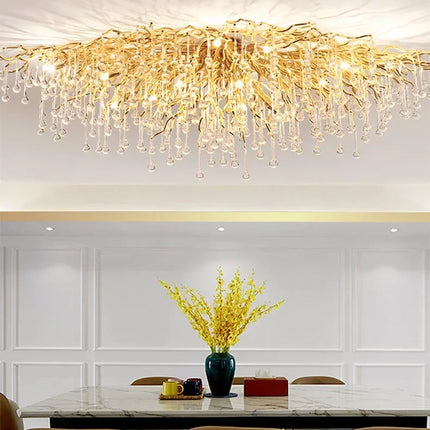 Gold ceiling light chandelier modern hotel bedroom dining room living room home interior glossy Led luxury chandelier