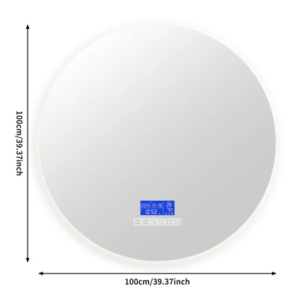 Multi Functional Circular Bathroom Mirror, Wall Mirror with Temperature Display, Defogging Function, and Brightness Adjustment