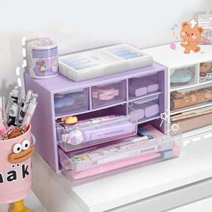 Multifunctional Transparent Six Grid Drawer Storage Box Multi-layer Desktop Storage Box Large Capacity Dustproof Organizing Box