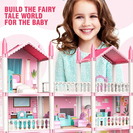 Princess Castle Villa Assembly Doll House Set Toy Girl Family Toy Children's