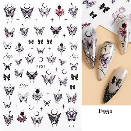 1PCS New Autumn Flowers Nail Decals Animal Nail Stickers Flower