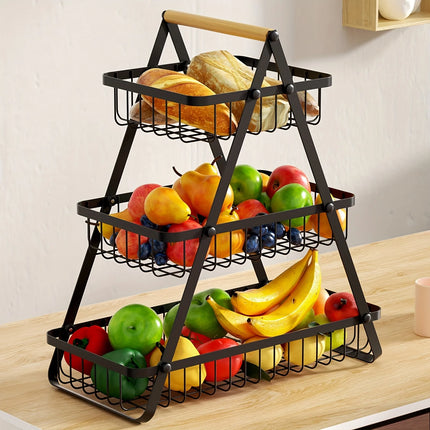 3 Tier Countertop Fruit Basket,Portable Fruit Bowle Basket Kitchen Organizer Storage & Dining Room Fruits Vegetable Bread Snacks