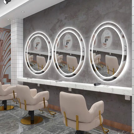 LUVODI Bathroom Mirror LED Light Oval Frameless Shower Shaving Makeup Mirror for Restroom Washroom Dimming Defog