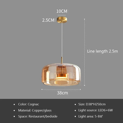 Cognac&Smoky Gray Glass Chandelier Pendant Lights For Dining Room Kitchen Hanging Lamp Nordic Led Pendant Lamp Table Resturant