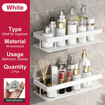 Bathroom Shelf No Drill Wall Mounted Shampoo Bottle Shower Corner Rack Toilet Storage Rack Aluminum