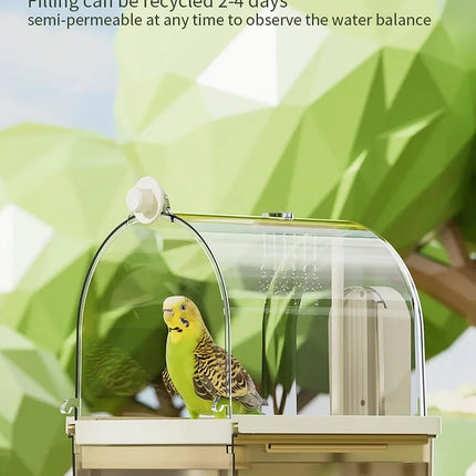 Clear Hanging Bird Bath Automatic Water Circulation Bath Shower For Bird Easy to clean Space Saving Design Bird Cage Accessory