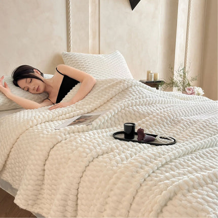 Super Soft Throw Blanket Ivory Premium Silky Flannel Fleece 3D Clouds