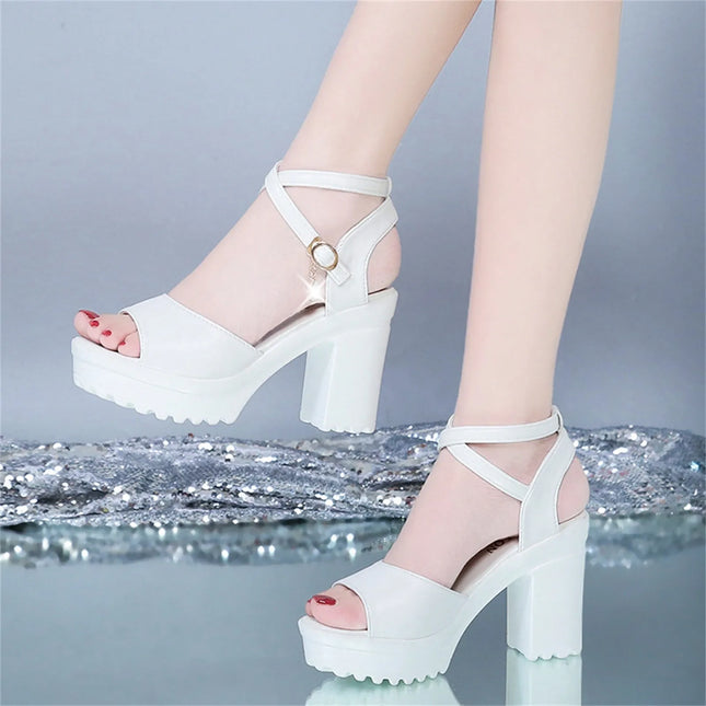 Women Fish Mouth Platform High Heels Wedges Buckle Slope Sandals Women Shoes Woman Platform High Heels Sandals High Heels