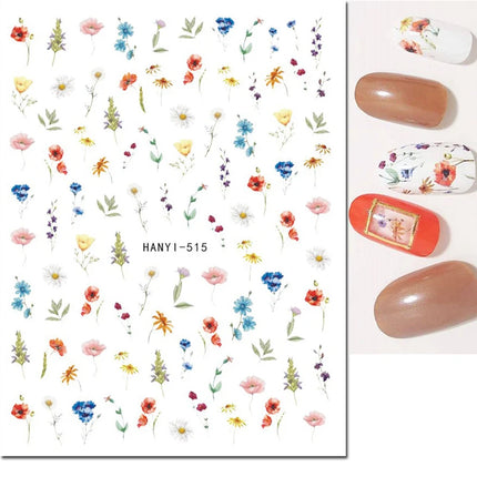 3d Nail Art Decals Elegant White RoyalBlue Roses Flowers