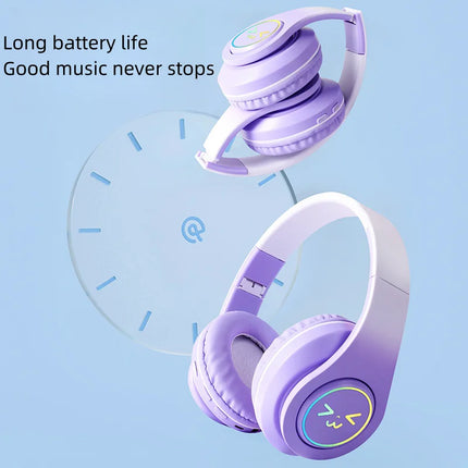 Original Wireless Bluetooth Headphones for Computer RGB Glowing Smiley Face Noise Reduction Gaming