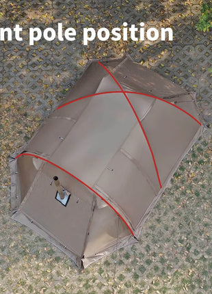 Fireproof 2 Person Winter Tent Hot Tent Waterproof Tunnel Dome Tent with Stove Jack and Snow Skirt for Camping Hiking 4 Season