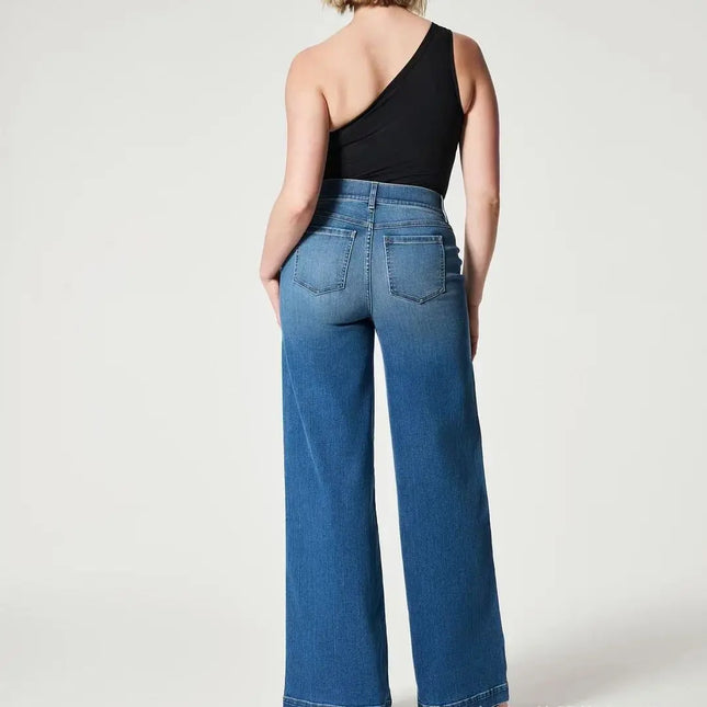 2024 Am Fashion Four-Sided Elastic Knitted Loose Comfort Stretch Jeans Women